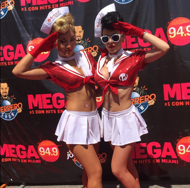 Resort world sailors at the Mega 94.9 stage in Calle Ocho.