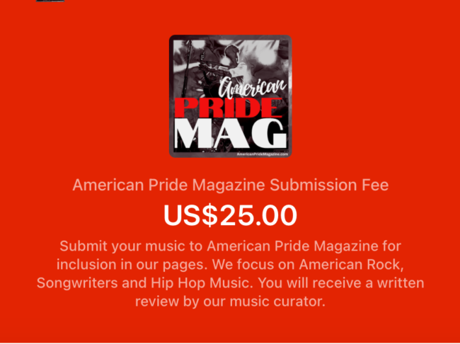 Submit your music to American pride magazine for a feature story and music review.